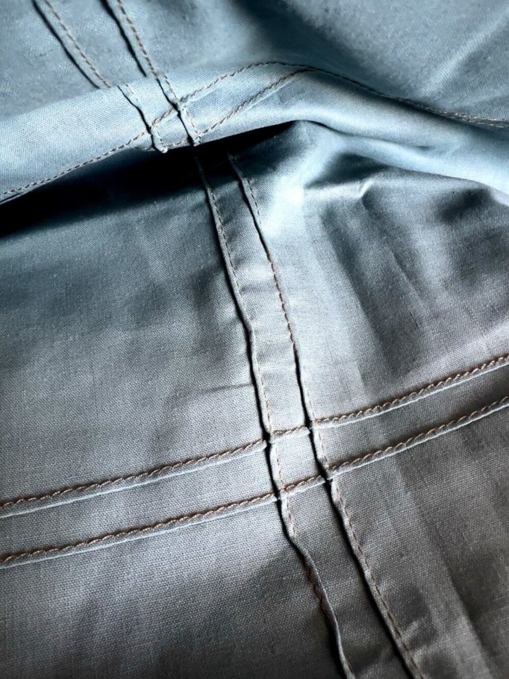 PAIR Pillow Shams Standard 100% Cotton TEAL BLUE Topstitched CHF Industries NICE